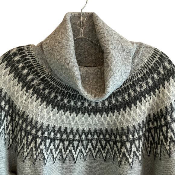 NWT Talbots Plus Turtleneck Fair Isle Sweater 2X Gray Metallic Holiday Classic - Picture 4 of 14